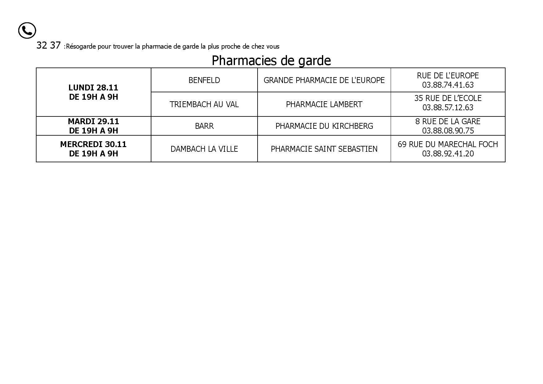 Pharmacies de garde novembre | Portail